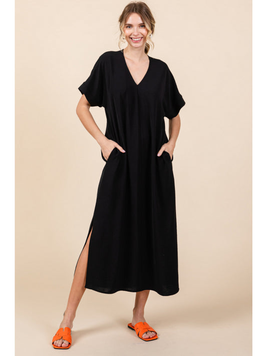 The Avery Black Midi Dress